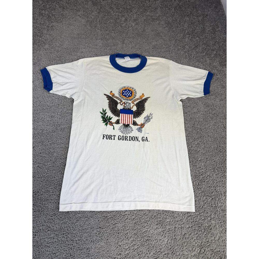 Vintage Fort Gordon Georgia Shirts Shirt Mens L Great Seal Of USA 1986 Ringer